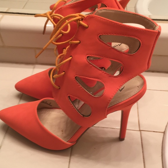 Anne Michelle Shoes - Ann Michelle orange heels